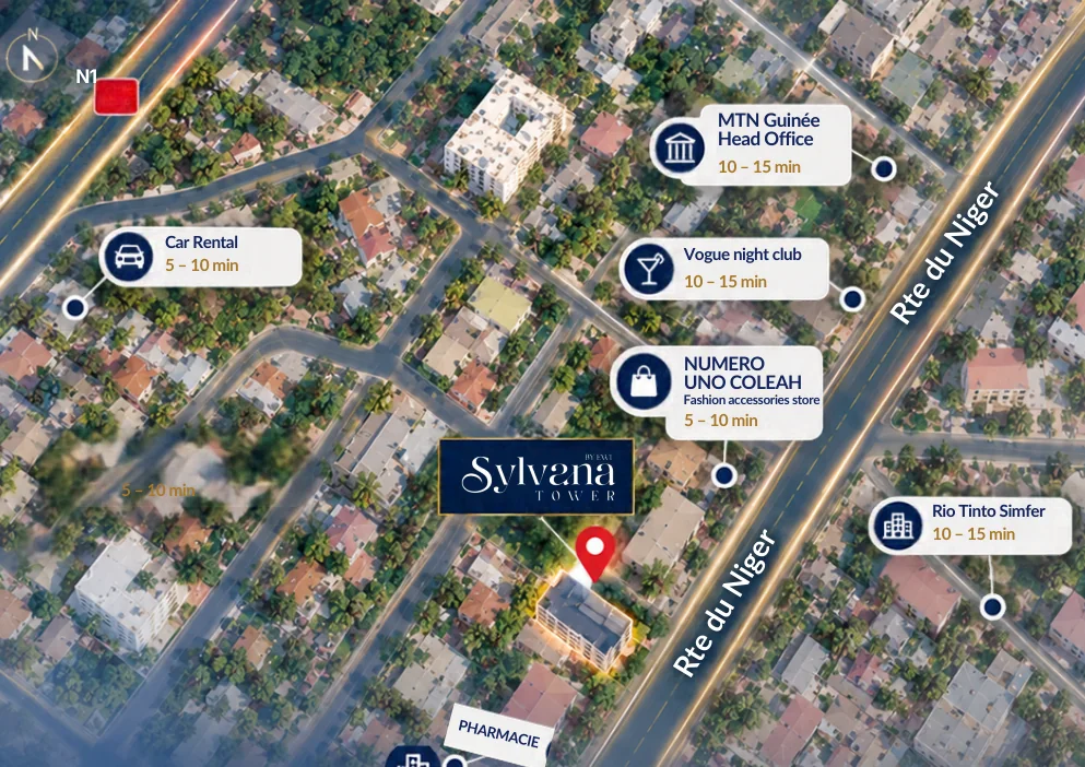 Plan de situation de Sylvana Tower à Coleah