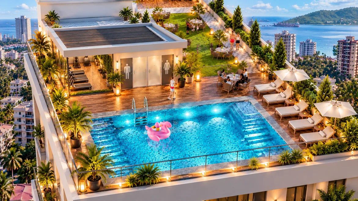 Piscine et rooftop