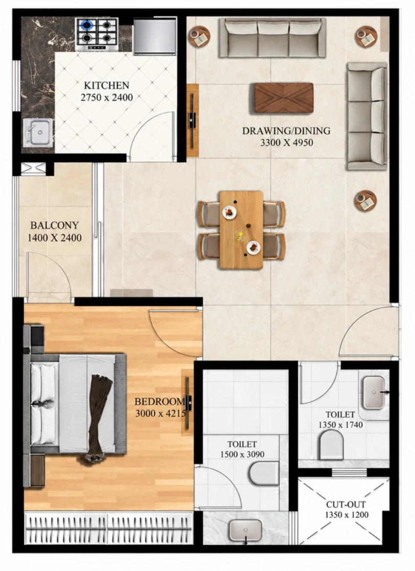 Plan : Appartement 1 chambre